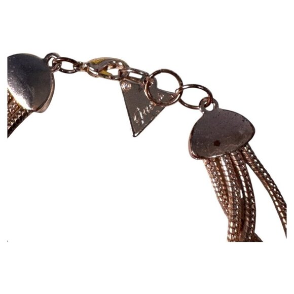 GUESS Los Angeles Bracelet Rhinestones Logo Gold Tone 4 Strand with Charms - Picture 2 of 3